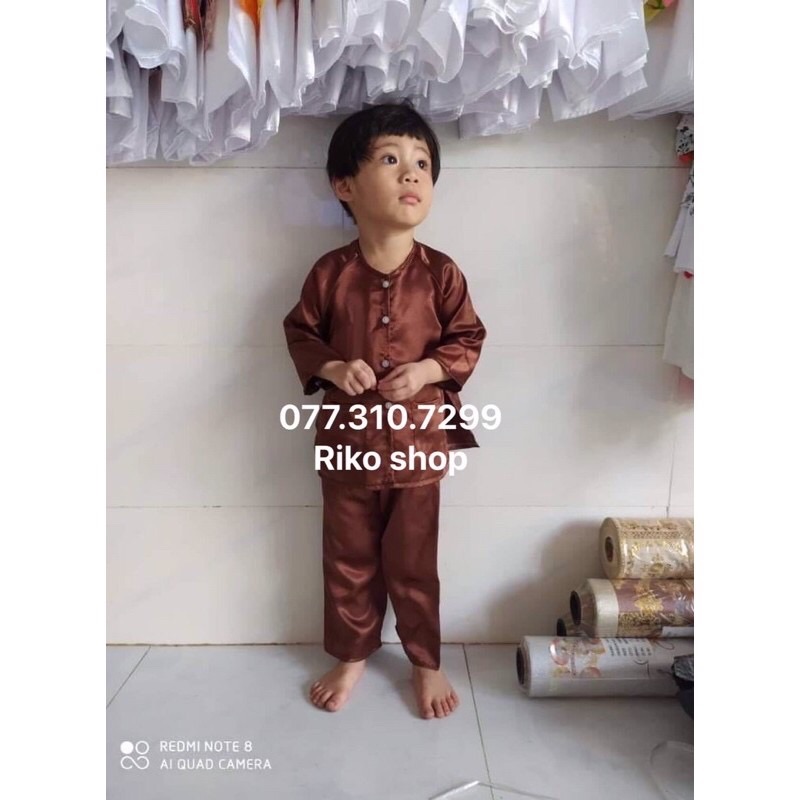[HCM]Bộ đồ ba ba nâu trẻ em bé gái bé trai ( đủ size- ảnh thật) chất lụa siêu mát