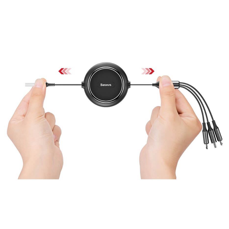 Cáp sạc dây rút 3 đầu Baseus Golden Loop 3 in 1 Elastic (3.5A, Type C/ iPhone/ Micro USB, Adjustable, Fast Charge Cable)