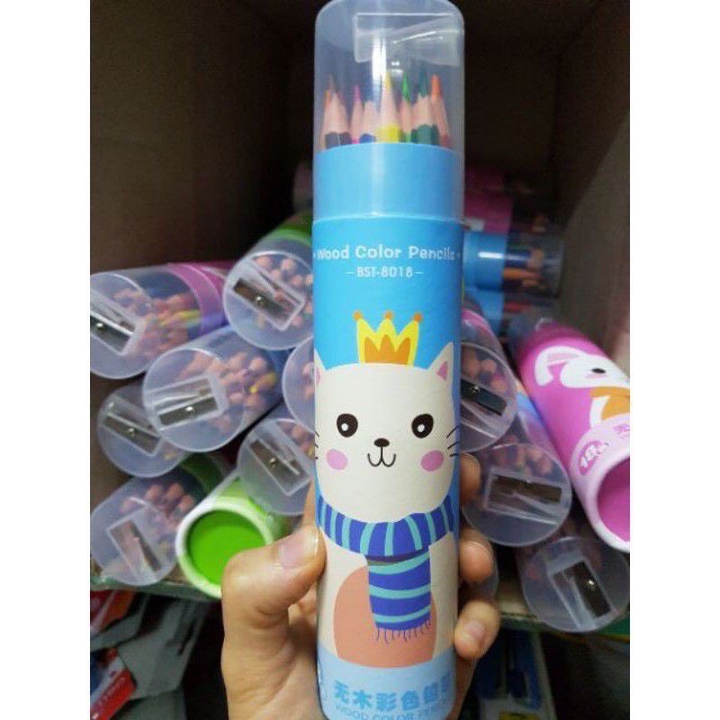 Bút Chì Màu Hộp 12, 18 cây ( tặng kèm chuốt bút chì)