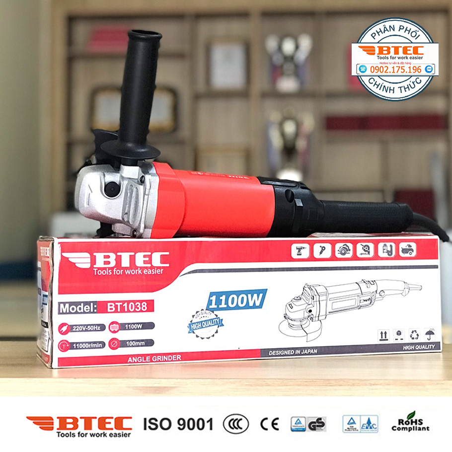 Máy mài 100mm Btec 1100w