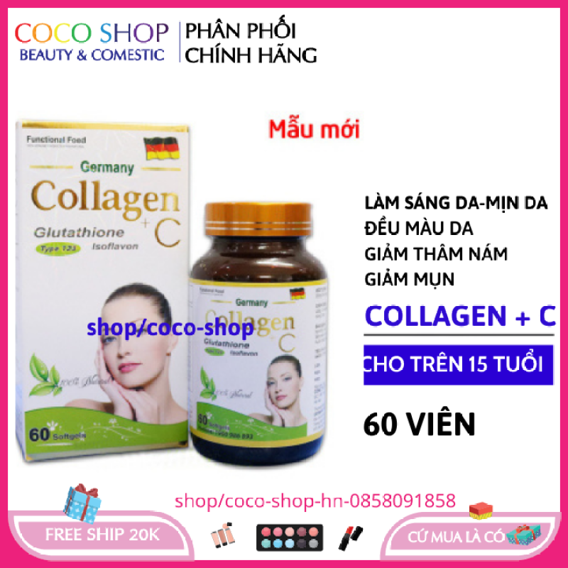 Viên uống trắng da collagen + C 60 viên - collagen ngăn ngừa lão hóa chống nám tàn nhang