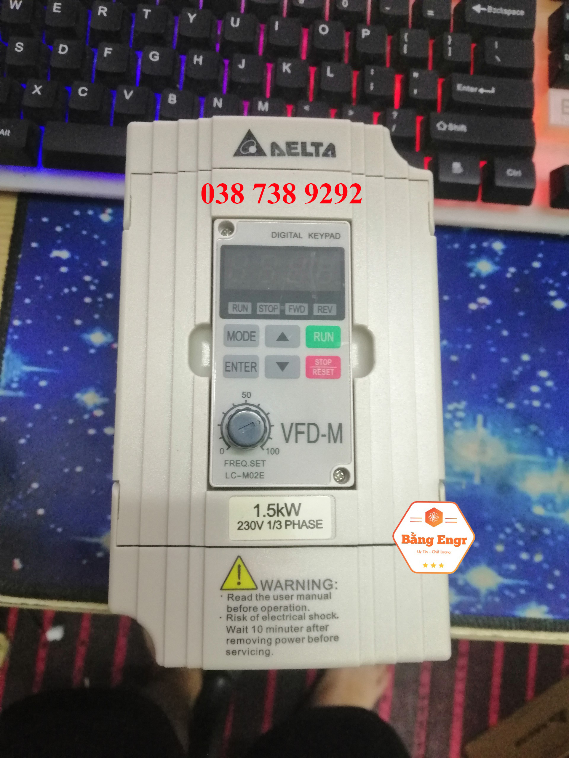 Biến tần Delta VFD-M 1.5kw vào 1 pha 220v ra 3 pha 220v