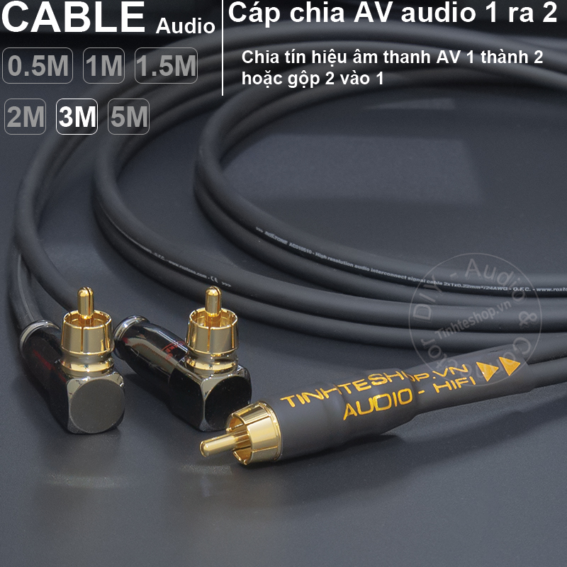 RCA splitter male to 2 female cable DIY 0.5 to 5M