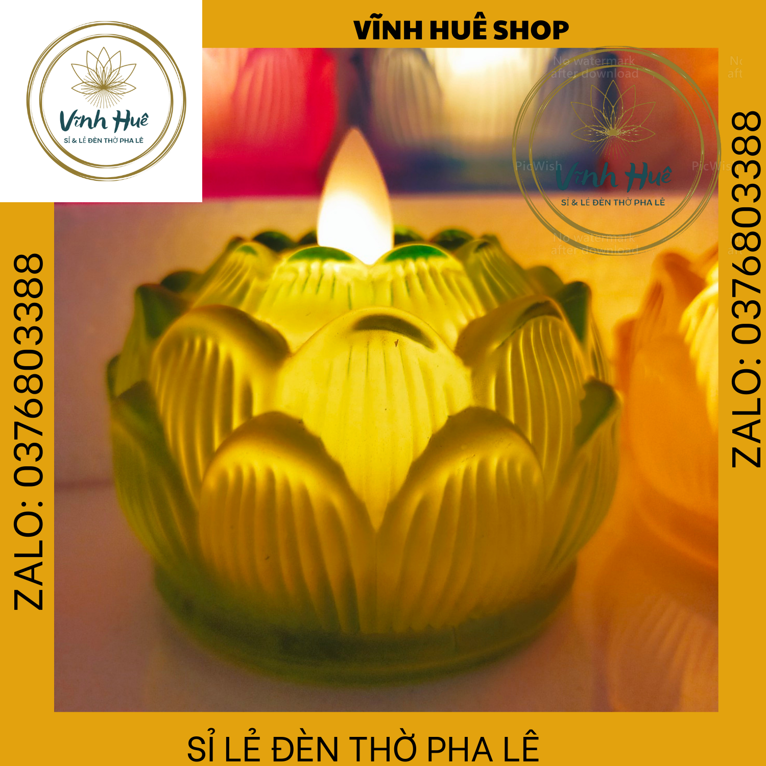 Nến pin, nến điện tử, hoa sen lưu ly 7cm