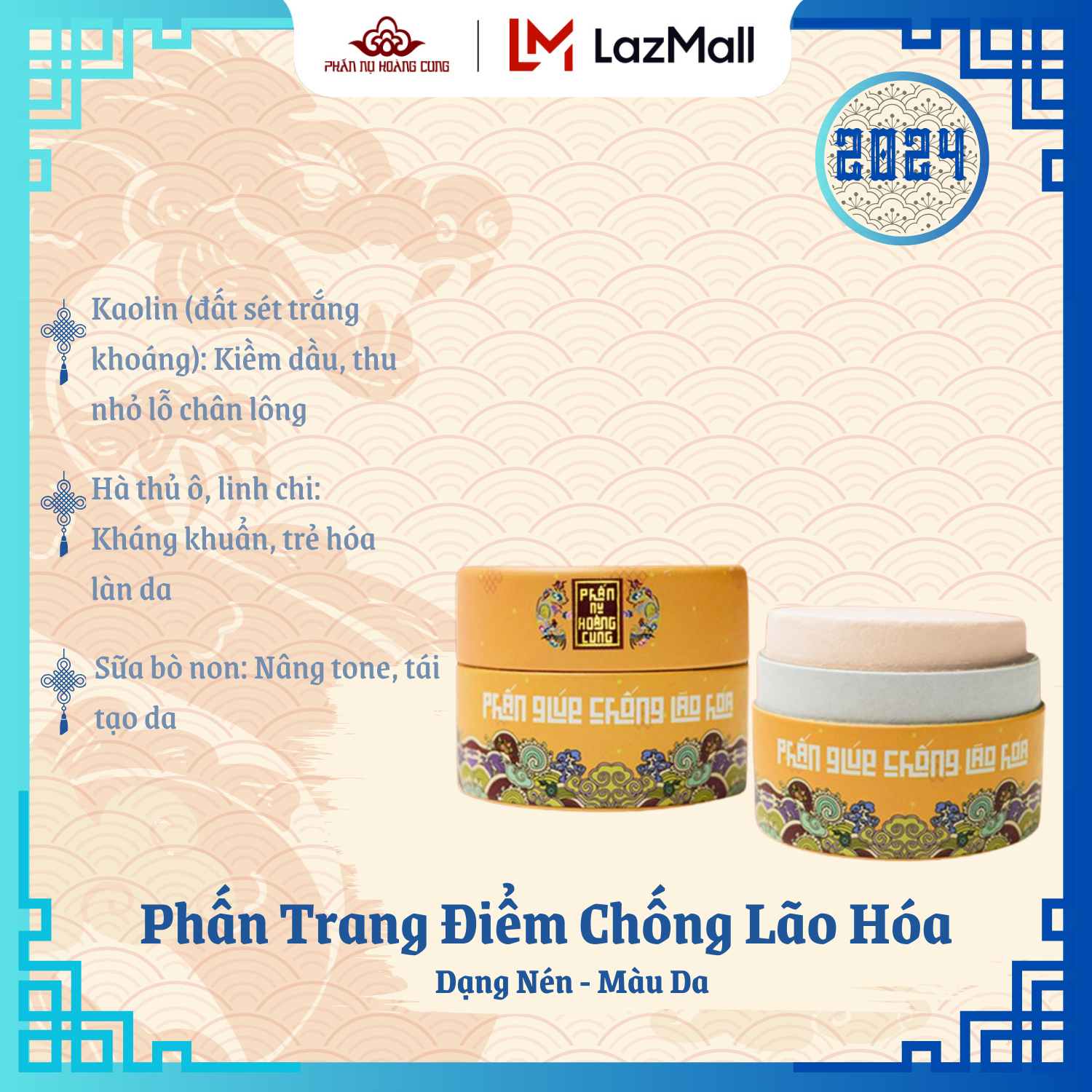 Bộ 3 Phấn Trang Điểm Phấn Nén Da + Phấn Má Phấn Nụ Hoàng Cung