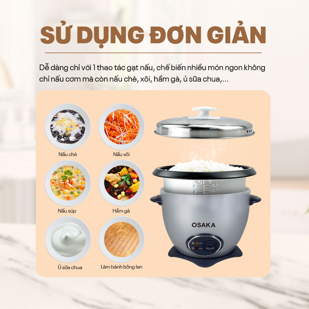 Nồi cơm điện OSAKA RC-180R 1.8 Lít - Nắp rời