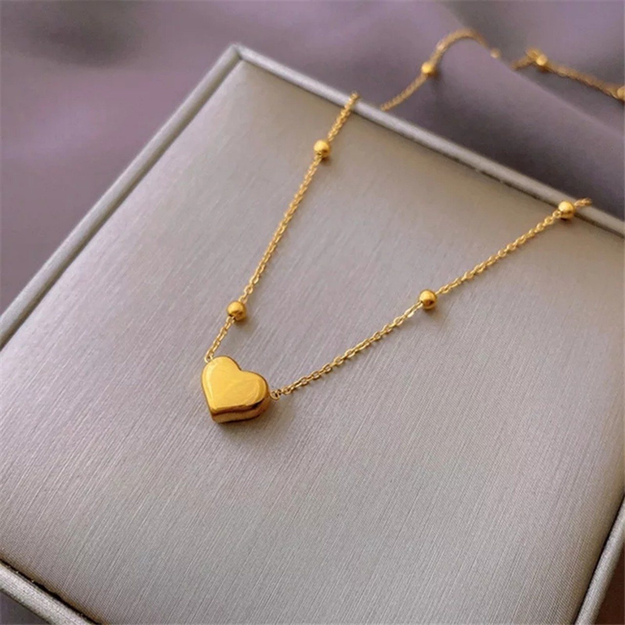 Stainless black titanium heart necklace, gold color heart necklace D112