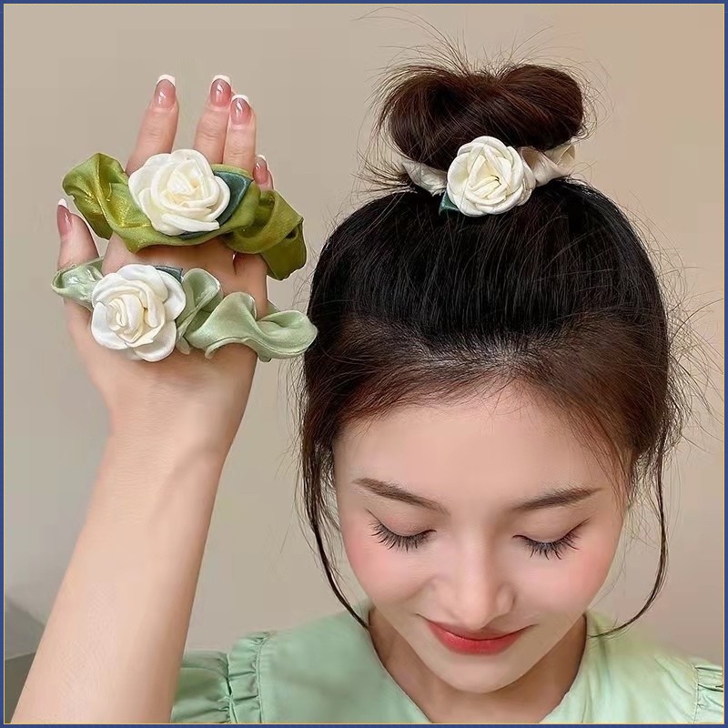 Chun Cột tóc vài hoa phong cách Hàn thanh lịch