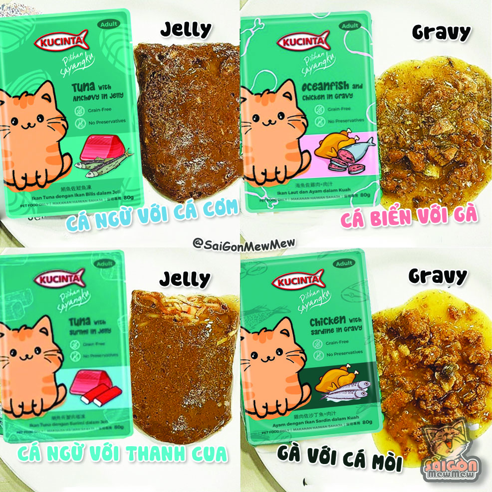 [Combo 12 Gói] Pate Cho Mèo KUCINTA 80g – Thức Ăn Ướt Đủ Hương Vị, Thơm Ngon, Tiết Kiệm