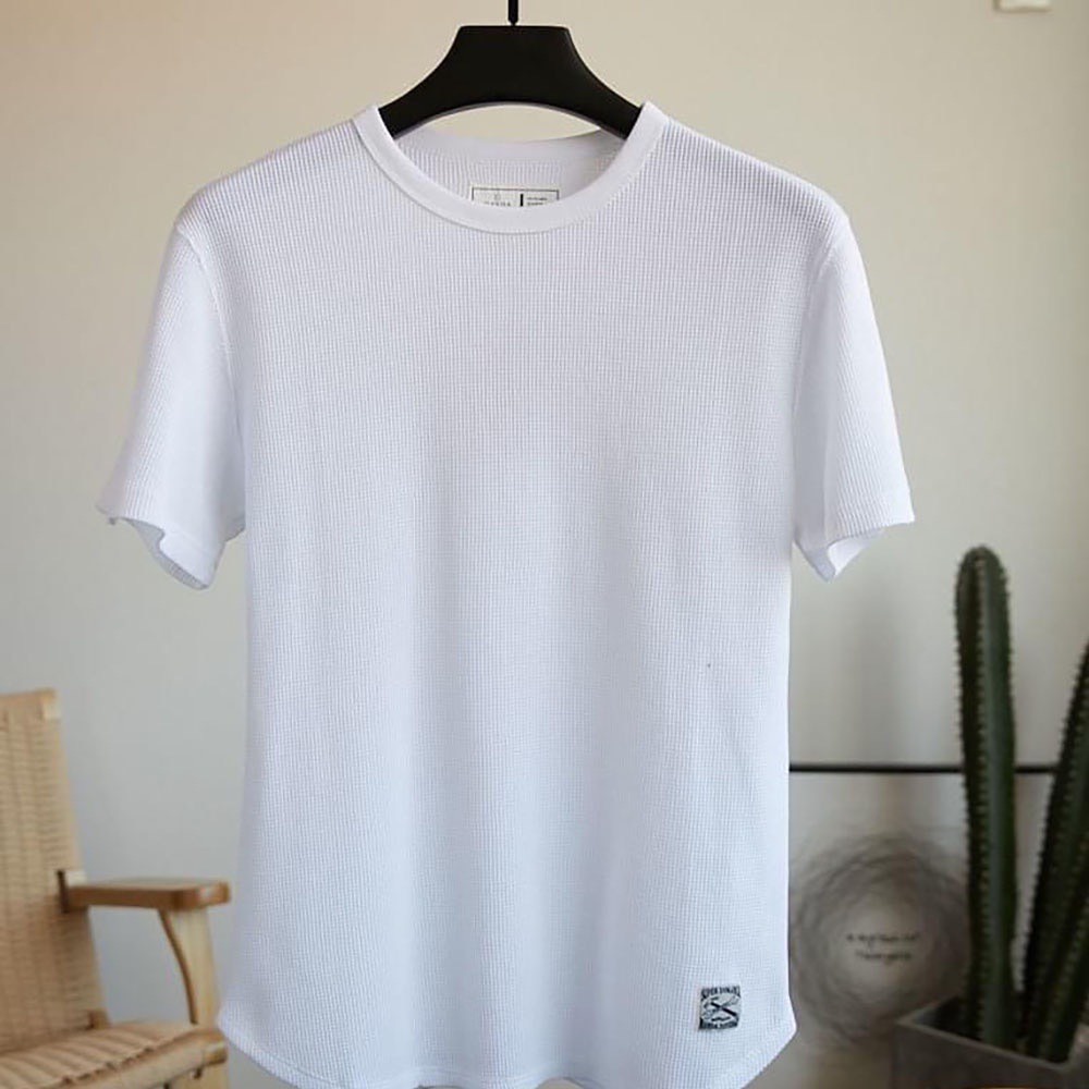 Áo phông nam tay ngắn cổ tròn chất thun cotton tổ ong co giãn 4 chiều mặc cực mát - AhStore