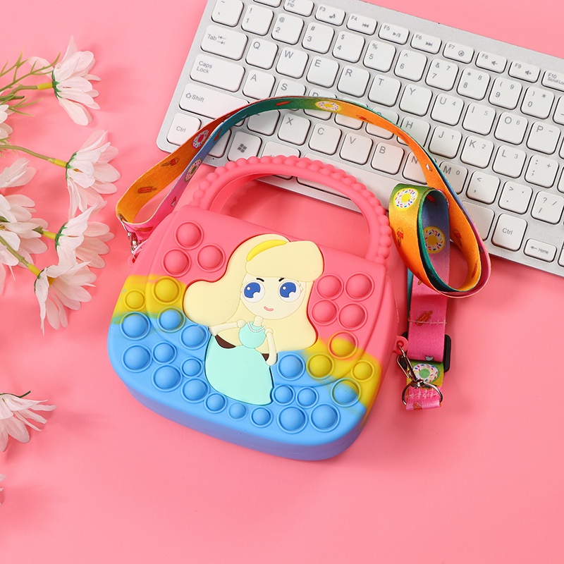 Túi đeo chéo cho bé trai gái, túi popit silicon cute hình ELSA