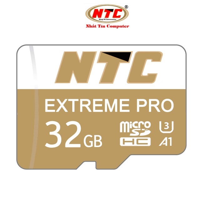 Thẻ nhớ MicroSDHC NTComputer Extreme Pro 32GB A1 U3 4K R95MB/s W45MB/s - chuyên camera và điện thoại (Gold) - Nhất Tín Computer