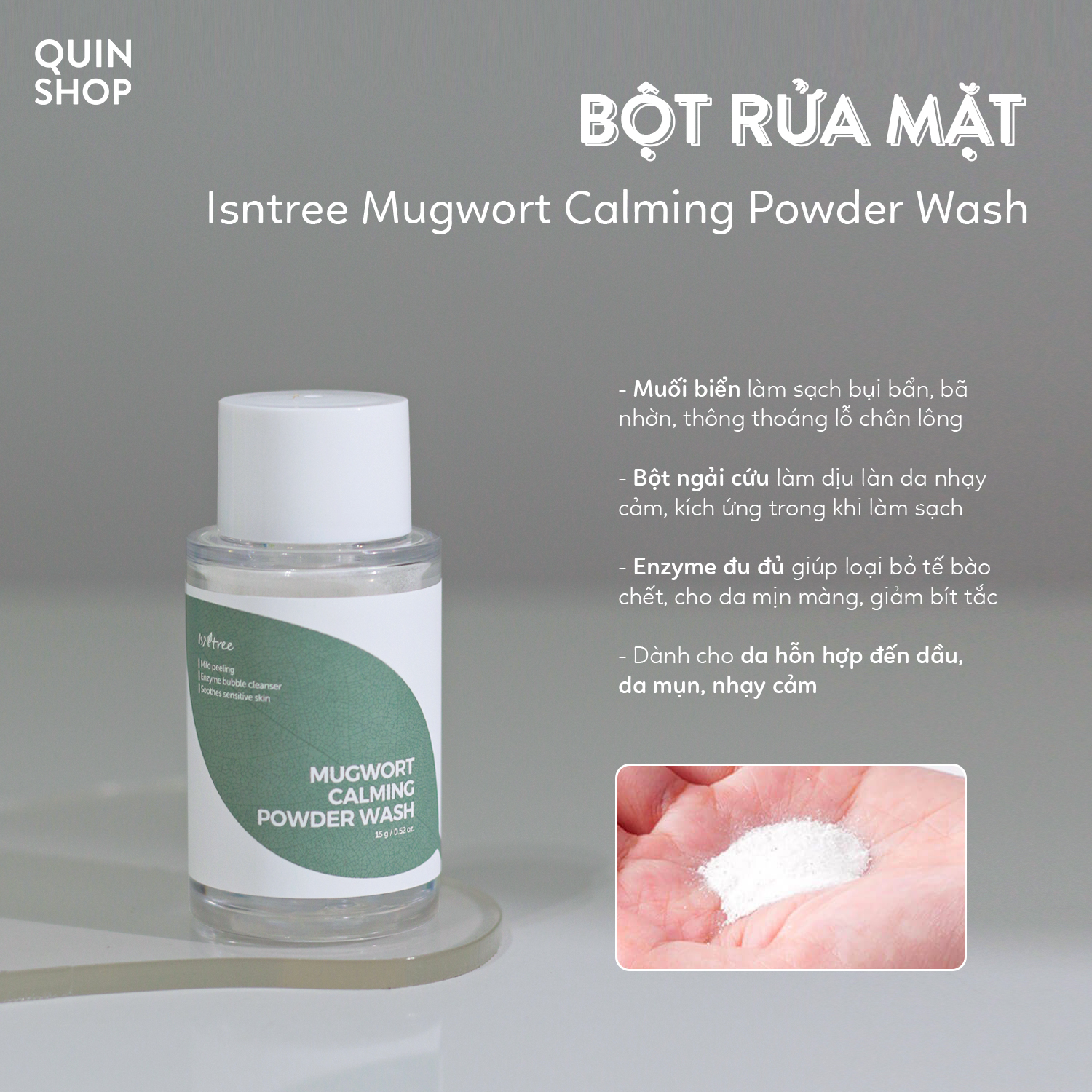 Bột Và Sữa Rửa Mặt Ngải Cứu, Trà Xanh, Hành Tím Isntree Mugwort Calming Powder Wash, Green Tea, Onion Newpair Cleaner