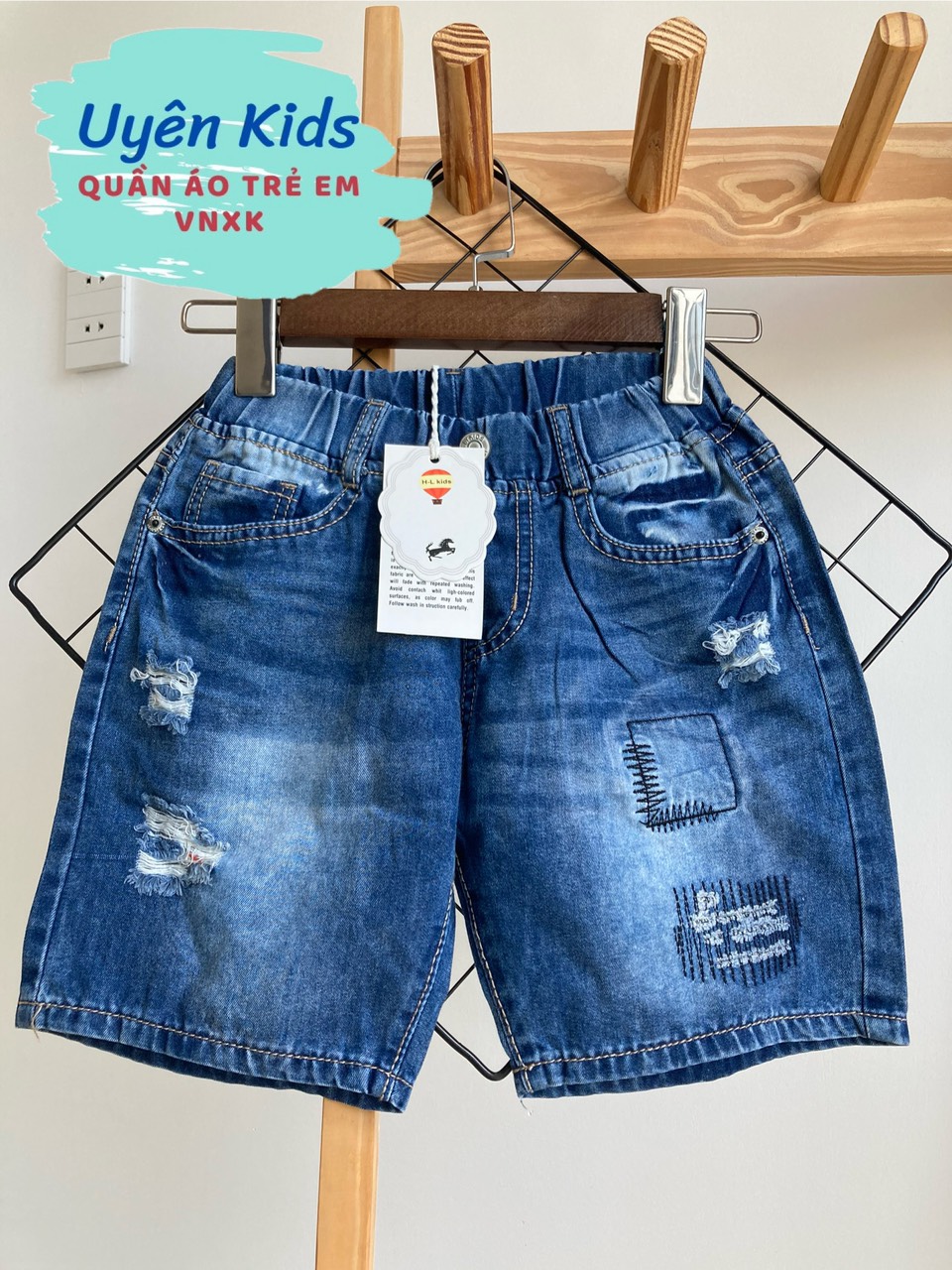 Quần short jean cotton cao cấp cho bé trai