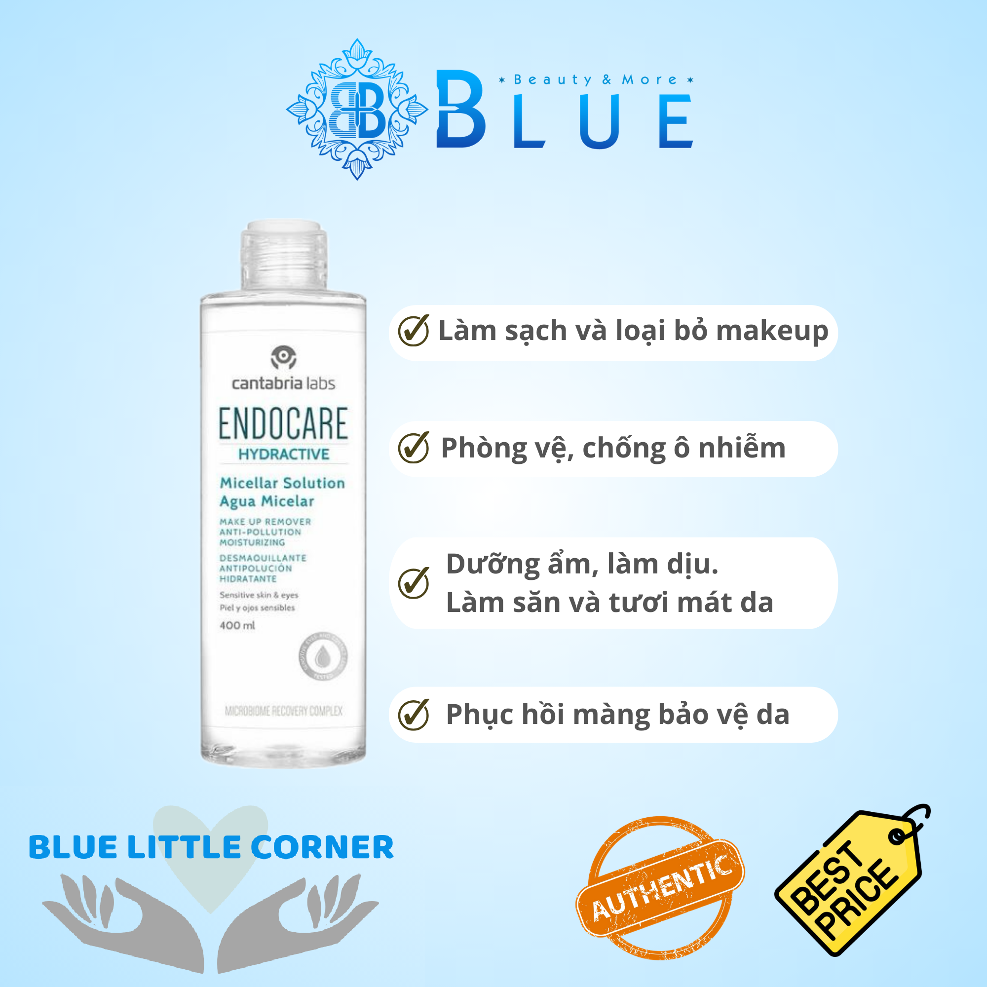 Nước tẩy trang Endocare Hydractive Micellar Solution Agua Micelar 400ml