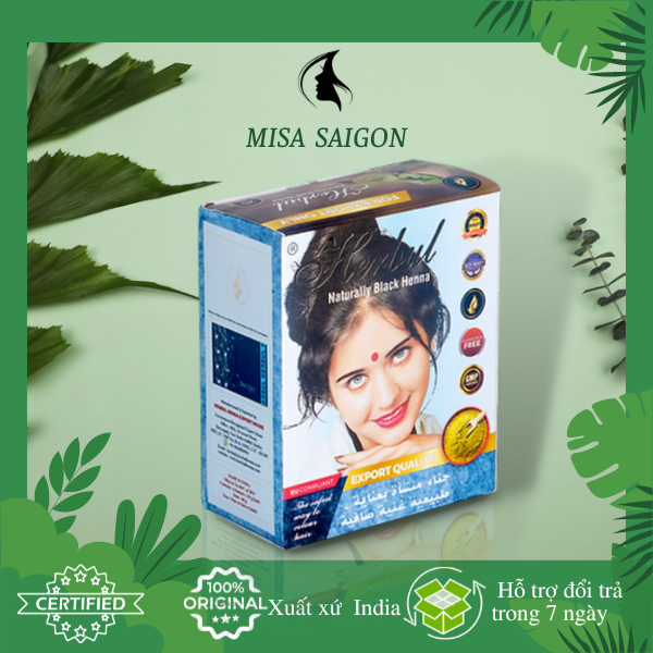 Nhuộm tóc thảo dược Ấn Độ Herbul Henna màu đen tự nhiên_For export only