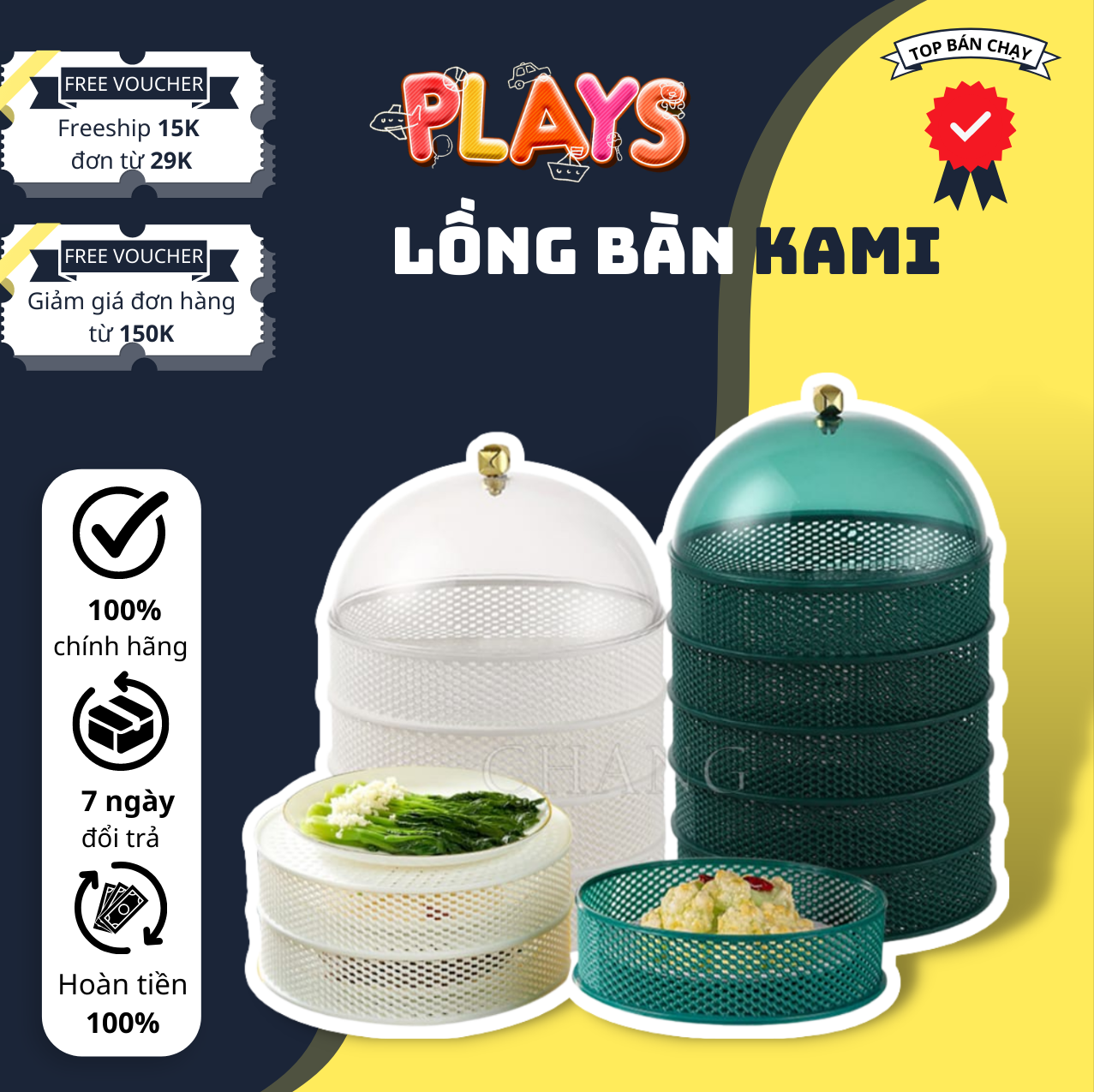 Lồng Bàn 5 Tầng Đậy Thức Ăn Thông Minh Đa Năng Cao Cấp Mẫu Mới, Lồng bàn đa năng 5 tầng Kami, thiết kế sang trọng giúp bảo quản đồ ăn rất tốt, lồng bàn kami, lồng bàn gấp gọn