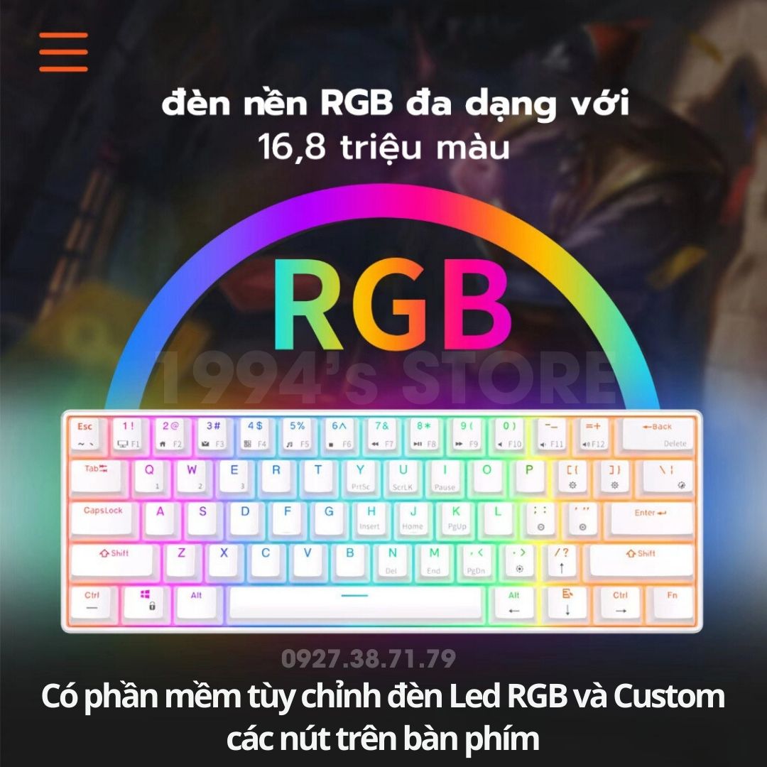 Bàn Phím Cơ RK61 Version 4.0 Limited HOTSWAP - Cáp Type C - Bluetooth 5.1 - Wireless 2.4G - Phần mềm Custom Led RGB