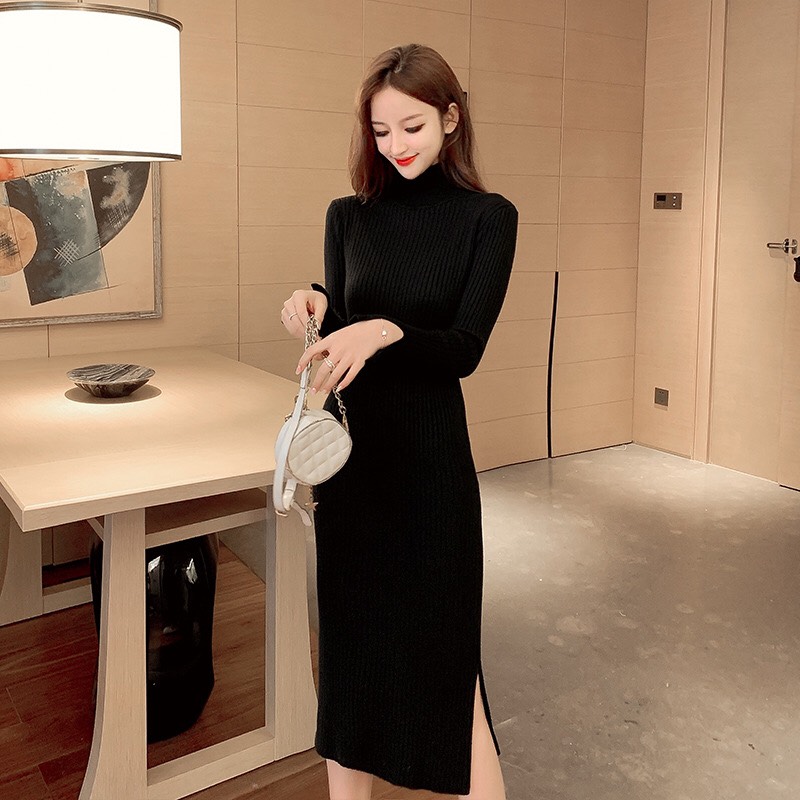 Váy Body Len Cổ Lọ Hàng QC Chất Đẹp