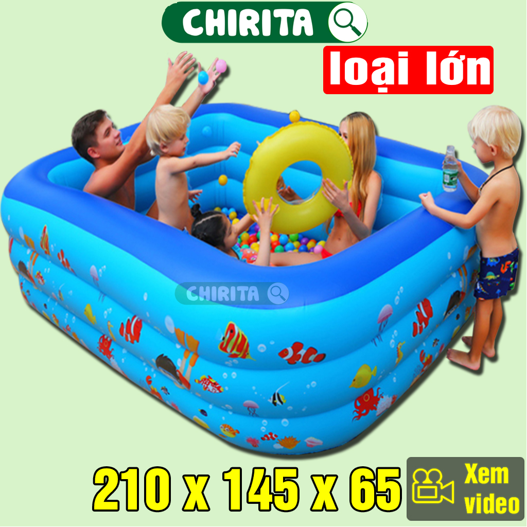 Bể Bơi Cho Bé 3 Tầng 2m10 LOẠI DÀY - Ho Boi Cho Be, Bể Phao Bơi Cho Bé