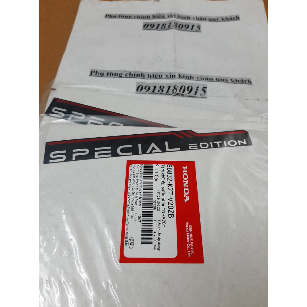 Tem chữ ốp sườn tem special edition honda 1 tem