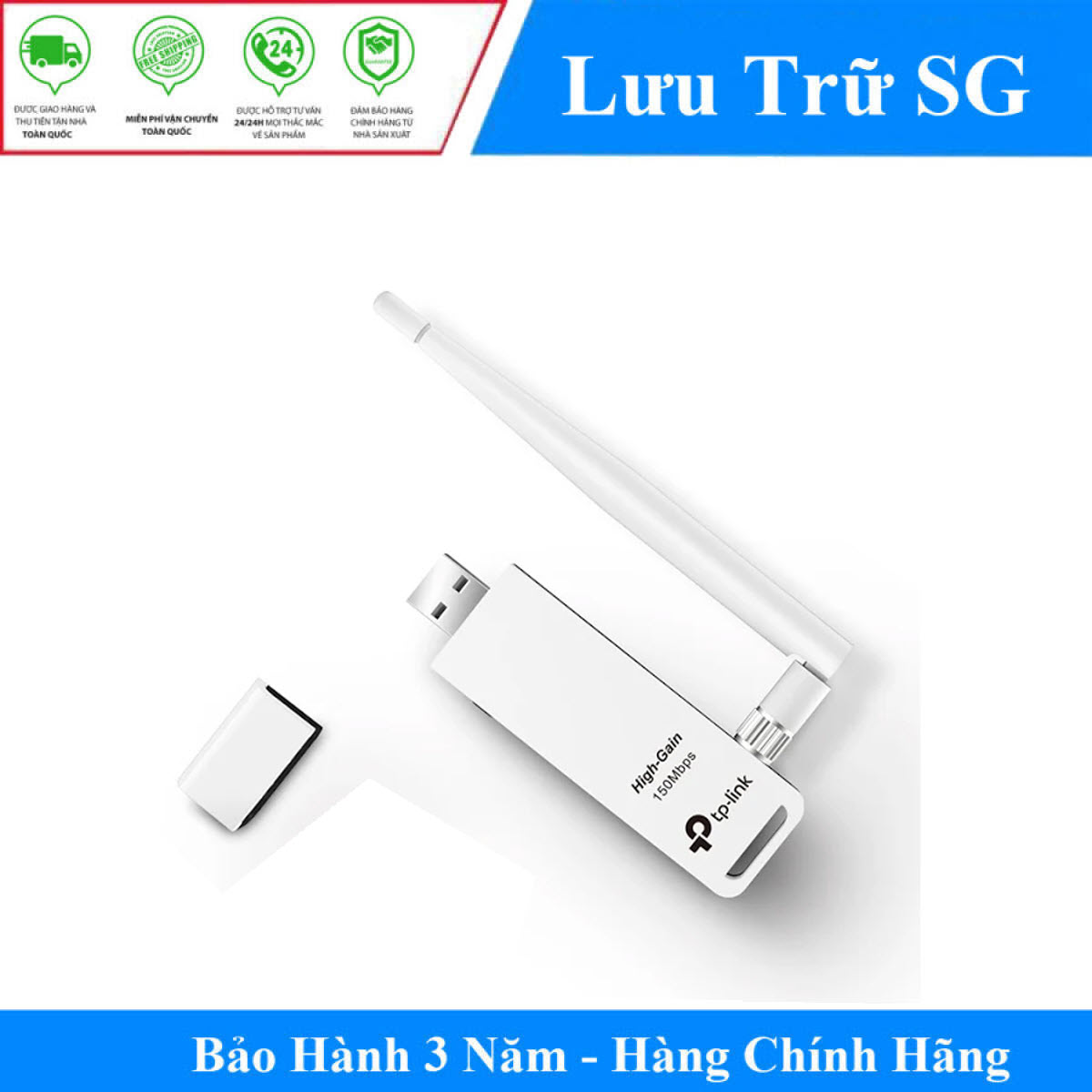 [HCM][Model Mới] USB Thu Wifi TP-Link TL-WN722N Chuẩn N 150Mbps - Hàng Chính Hãng 1 Đổi 1