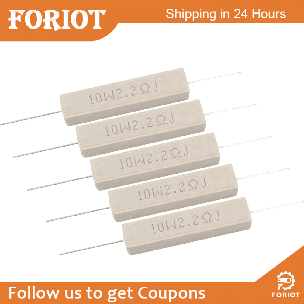 Foriot 10Pcs Điện Trở Bằng Gốm Và Xi Măng 10W 10 Ohm Resistance 5% Dây Gốm Vết Thương Điện Trở Điện
