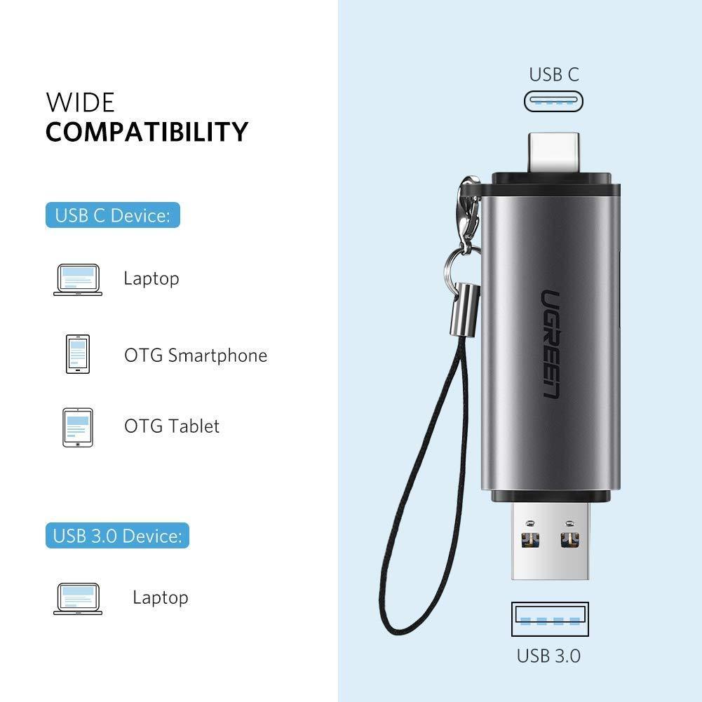Đầu đọc thẻ nhớ USB Type-C và USB 3.0 cho thẻ SD/TF Ugreen 50706