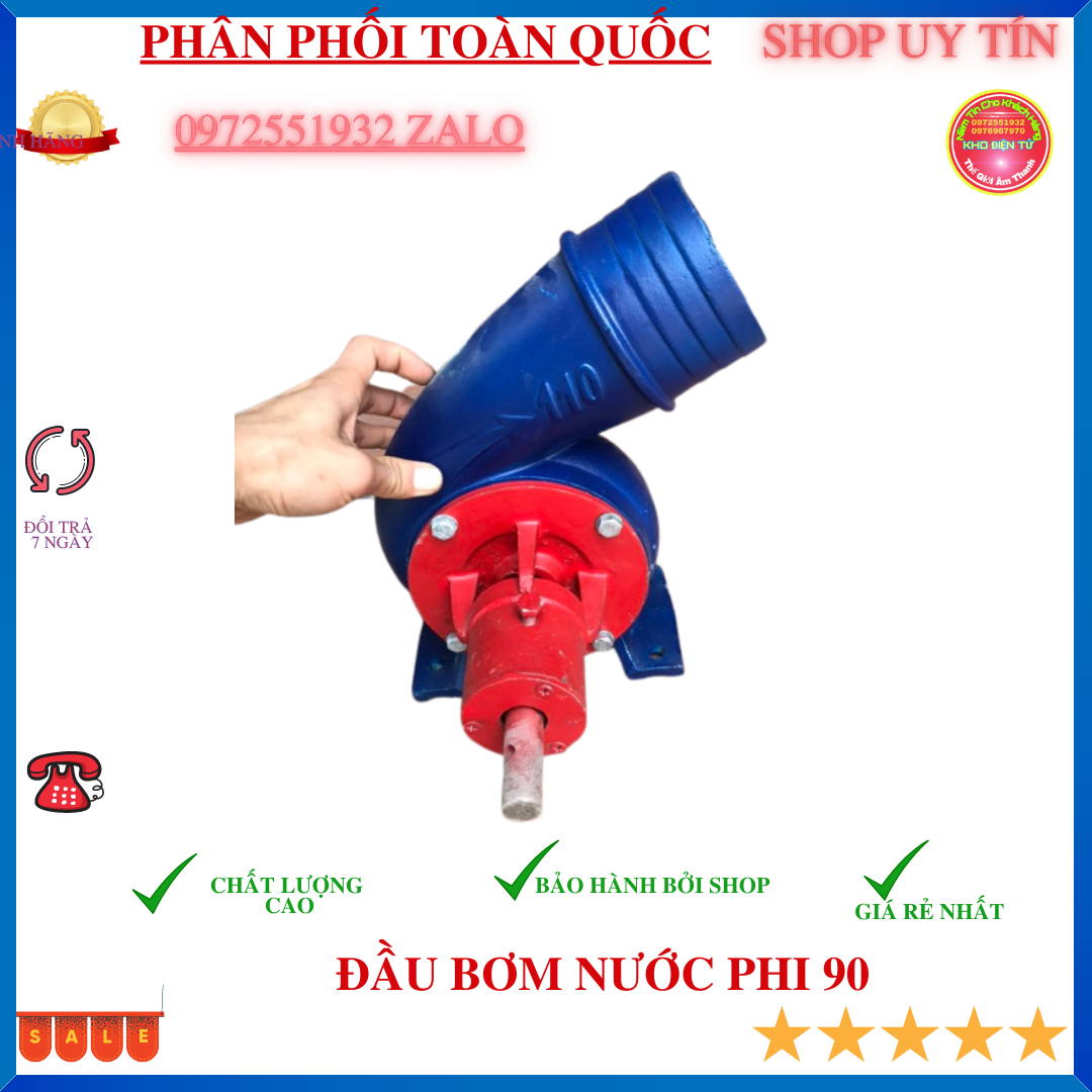 Bộ đầu bơm phi 90mm chế máy 1.5- , chế đầu nổ2.2kw