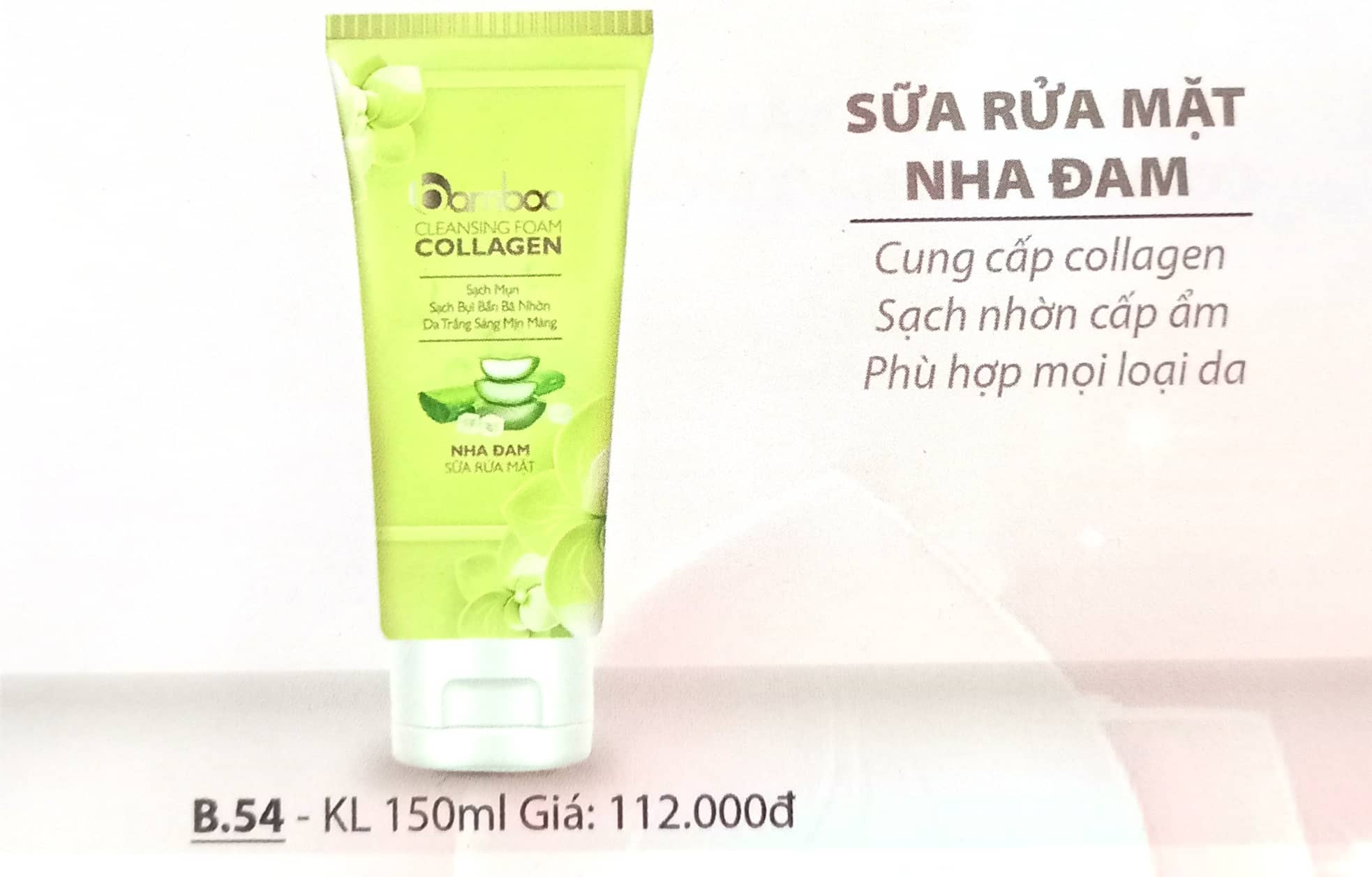 SỮA RỬA MẶT COLLAGEN NHA ĐAM BAMBOO 150ML