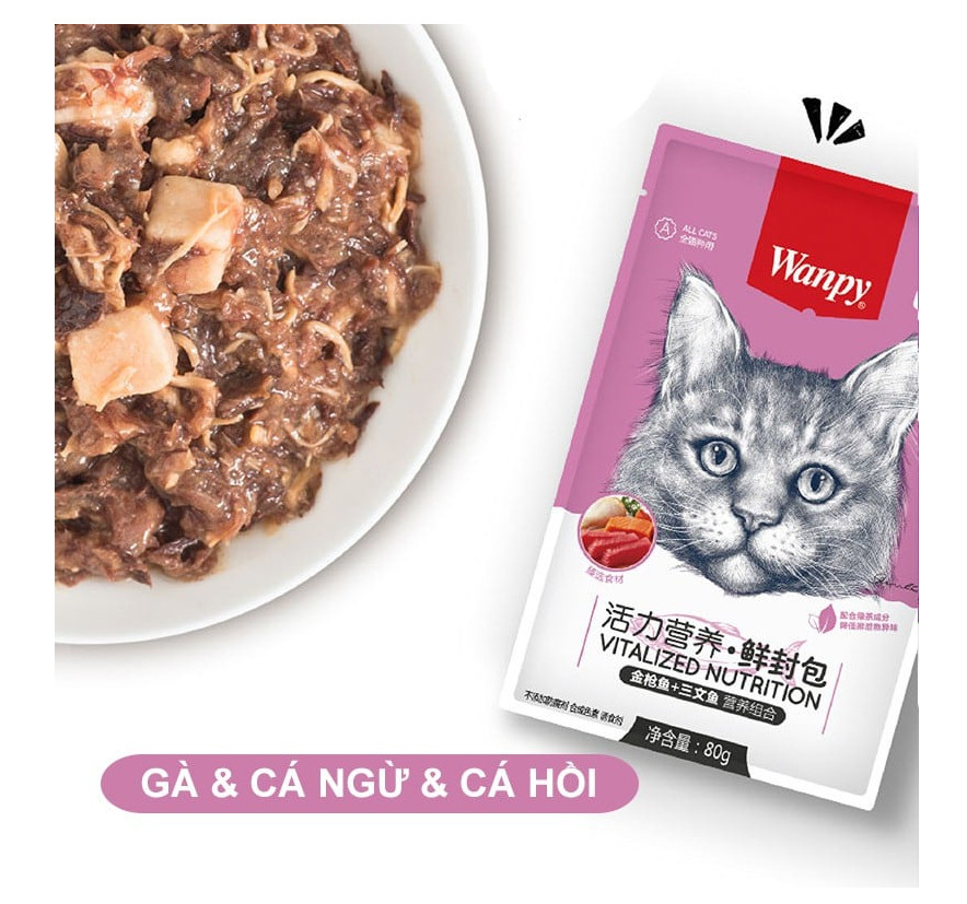 Sốt/ Pate Wanpy Cho Mèo Gói 80gr - [Nông Trại Thú Cưng]