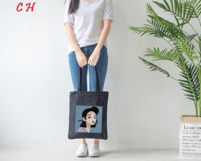 [Túi tote] Túi vải cô gái đội mũ COH0619