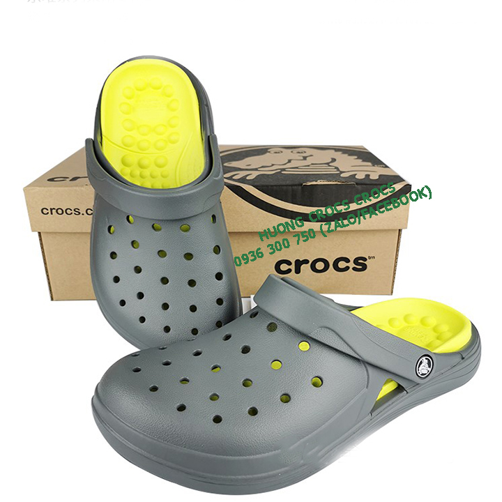 DÉP SỤC NHỰA ĐI MƯA -CROCS-REVIVA CHO CẢ NAM VÀ NỮ MÀU XÁM VÀNG 