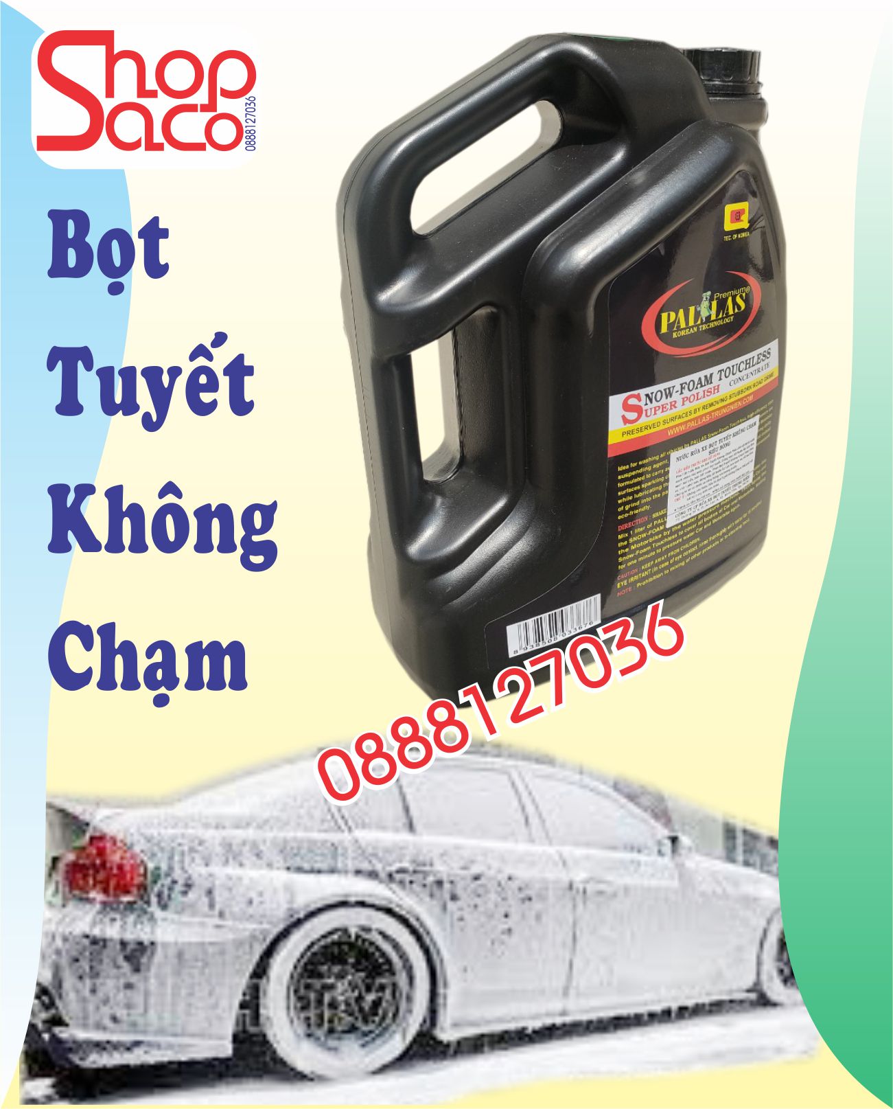 Nước Rửa Xe Bọt Tuyết Không Chạm Pallas 6 lít
