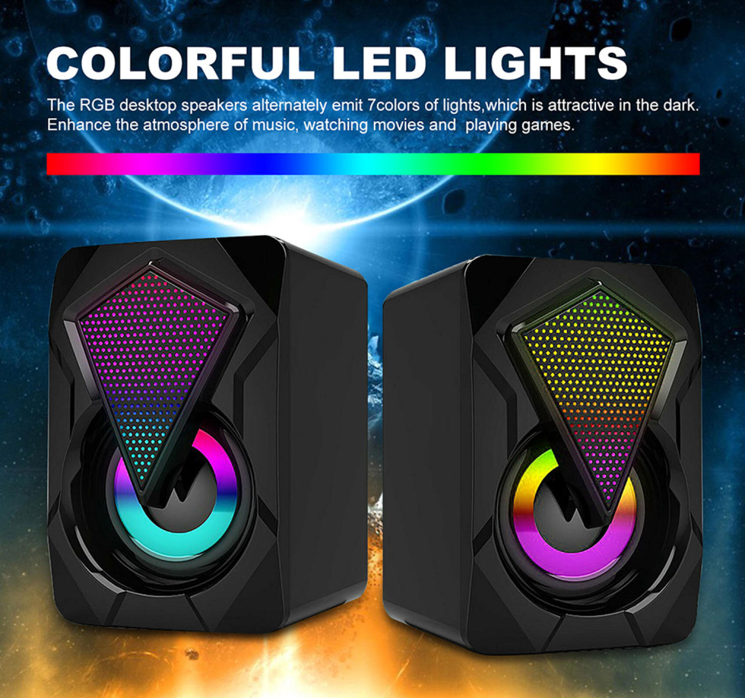 Loa máy tính laptop điện thoại 2.0 yst-1046 led rgb 7 màu | loa yst-1014 vân gỗ cao cấp âm thanh trầm