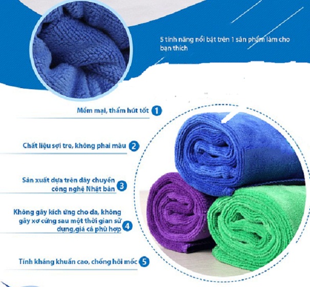 Combo 5 khăn lau xe ô tô, xe hơi siêu sạch