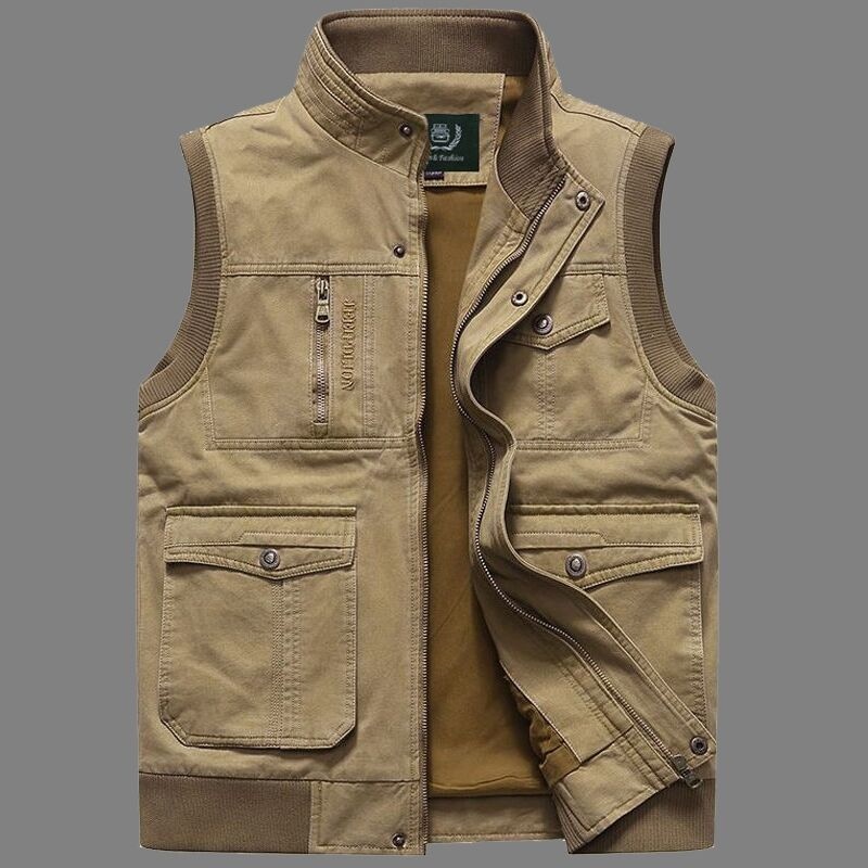 RGTOP☼ Áo vest cotton nhiều túi Jeep chariot áo ghi lê nam mùa xuân và mùa thu áo ghi lê câu cá chụp ảnh trung niên áo khoác nam39