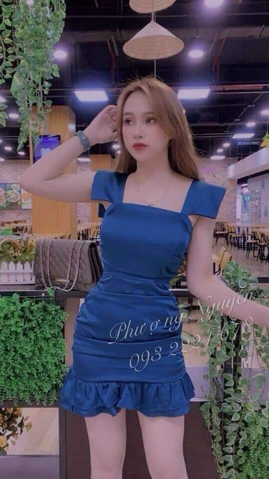 [HCM]Đầm 2 dây đuôi cá bản lớn nhún bèo