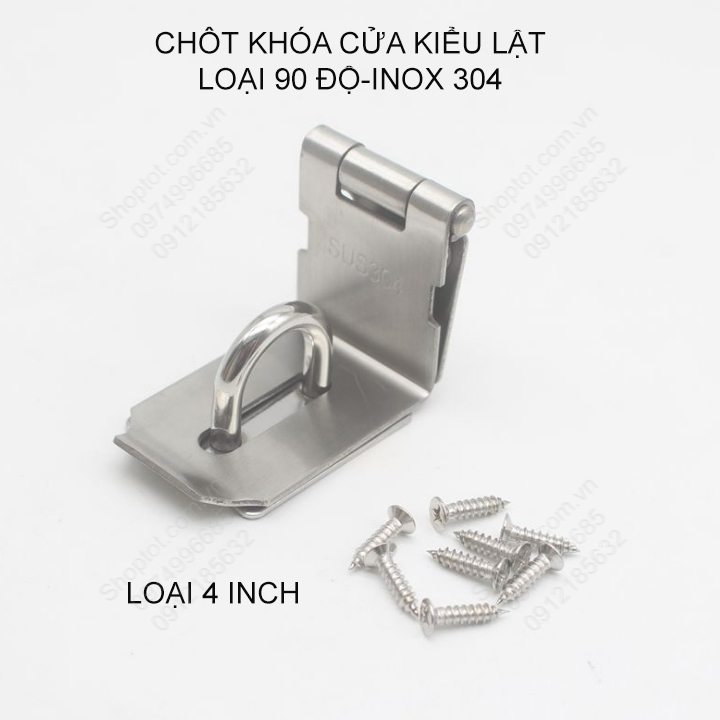 Chốt khóa cửa kiểu lật loại 90 độ, làm bằng inox 304 bền và chắc chắn
