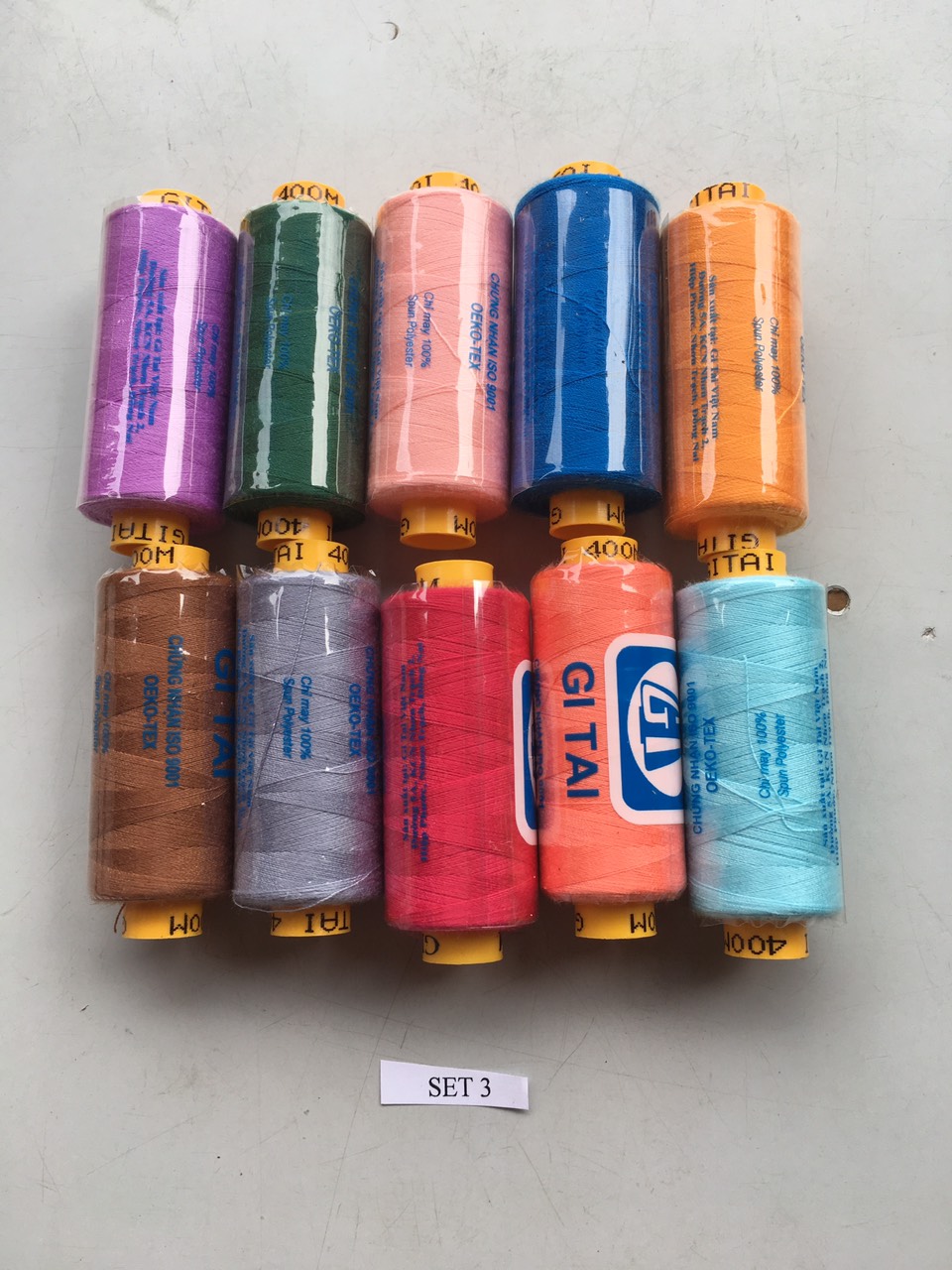 Sét 10 cuộn chỉ Gitai cuộn 400M 10 màu khác nhau