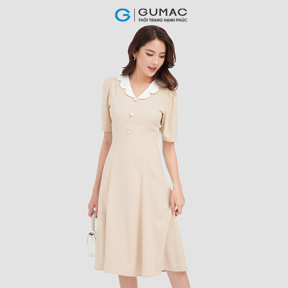 Đầm xòe phối cổ thời trang GUMAC DC10020