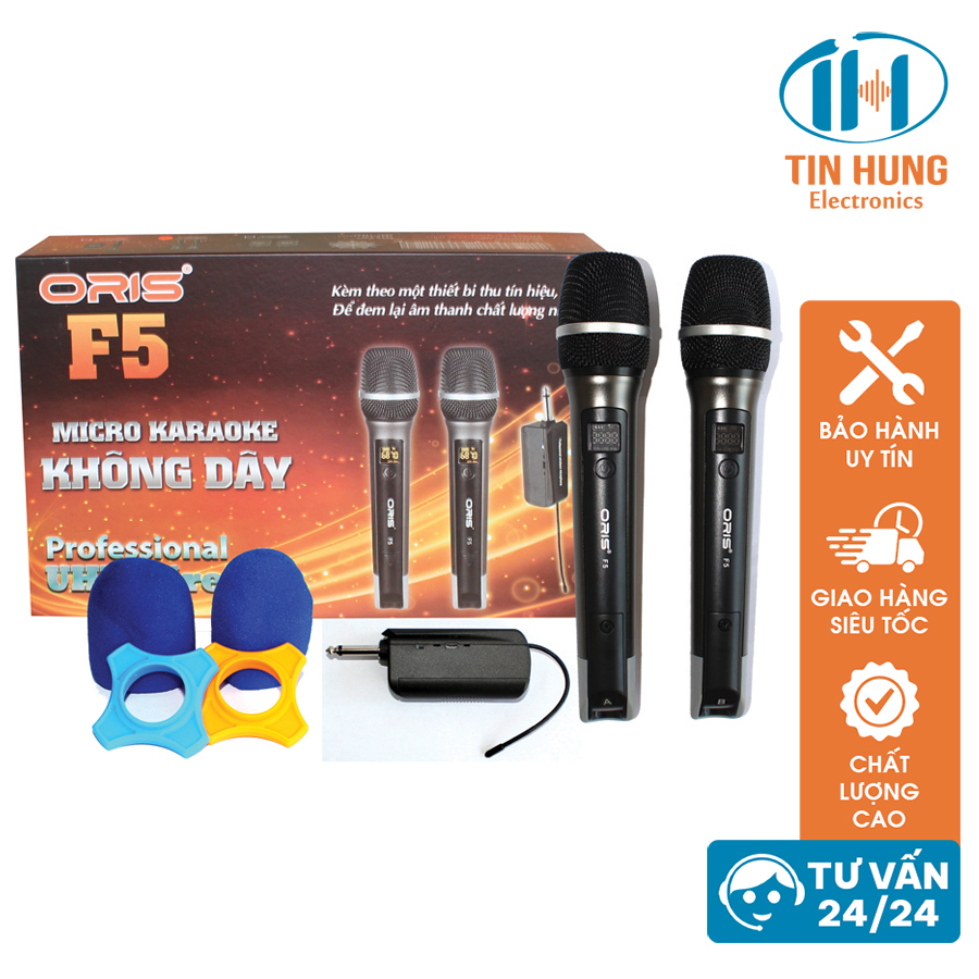 Micro không dây đa năng loa kéo F5 sử dụng sóng UHF, độ nhạy cao, chuyên sử dụng cho loa kéo, amply, amply xe hơi - ORIS Professional