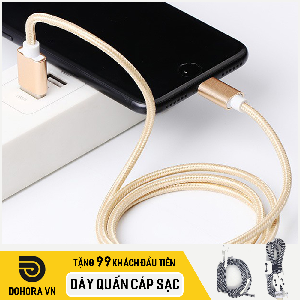 Cáp sạc dây dù Lightning dài 1m và 3m siêu tiện lợi dành cho điện thoại, phụ kiện tai nghe, cáp sạc Iphone, Pin dự phòng