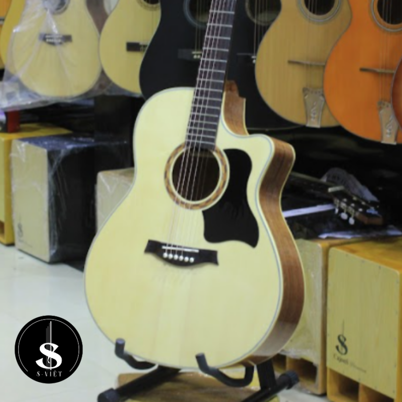Đàn guitar acoustic gỗ thịt, đàn guitar gỗ Hồng Đào, có ty, khóa đúc xịn mã ES160