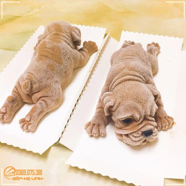 Khuôn silicon con chó mặt xệ to 14cm làm bánh