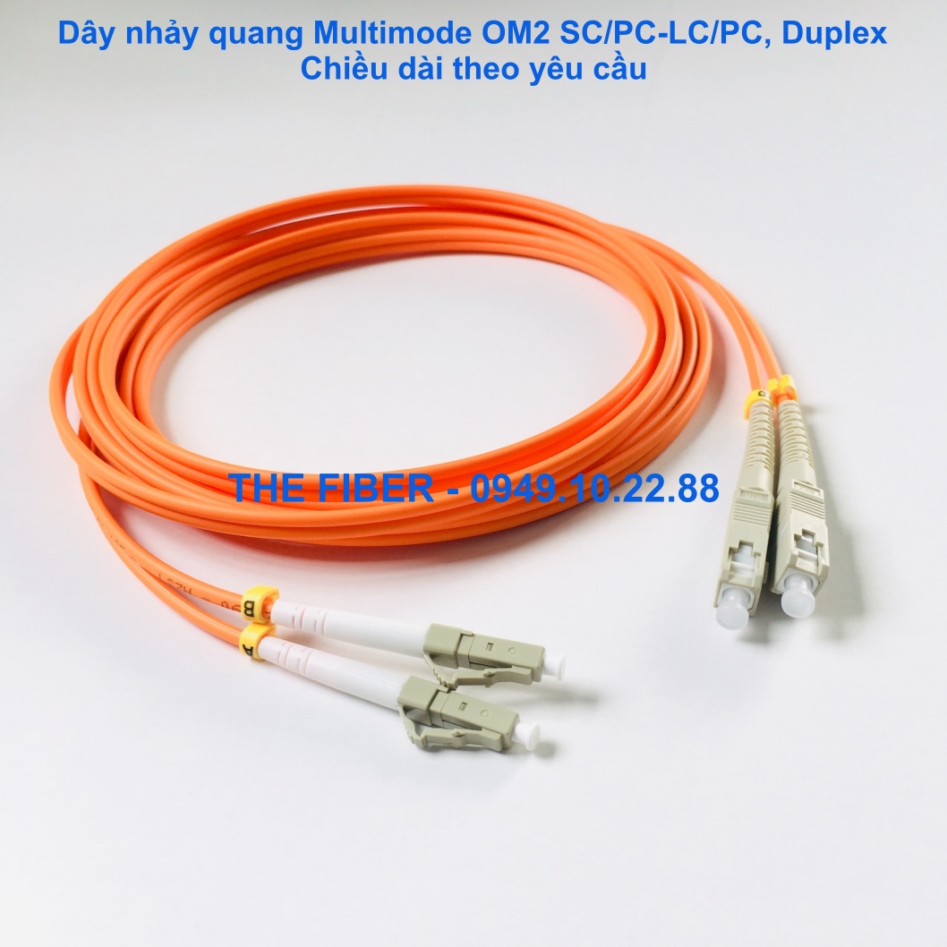 Dây nhảy quang multimode om2 sc/pc-lc/pc duplex - chiều dài theo yêu cầu