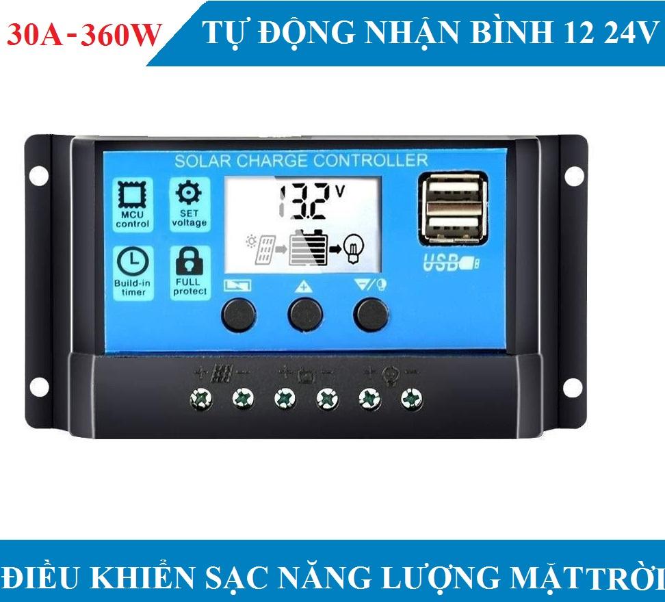 60A 30A Bảng Điều Khiển Năng Lượng Mặt Trời Điều khiển sạc năng lượng mặt trời 360W 12V 24V 30A tự nhận bình bộ điều khiển sạc cho tấm pin năng lượng mặt trời sạc pin năng lượng mặt trời 12V sạc ắc quy 12V sac bình ắc quy 12V