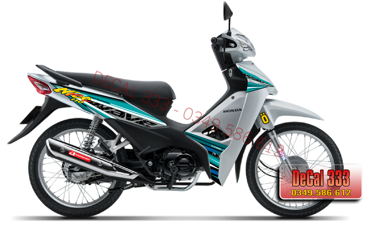 Tem Rời WAVE ALPHA 110  Mẫu NICE VẠCH XANH LỤC 831134 (Tem chế 3 lớp chống phai màu)