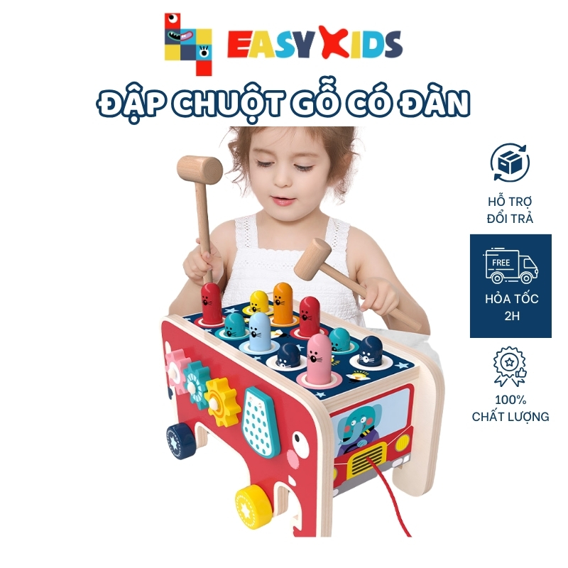 Đồ chơi đập chuột cho bé có nhạc hình voi, đồ chơi giáo dục đa năng montessori