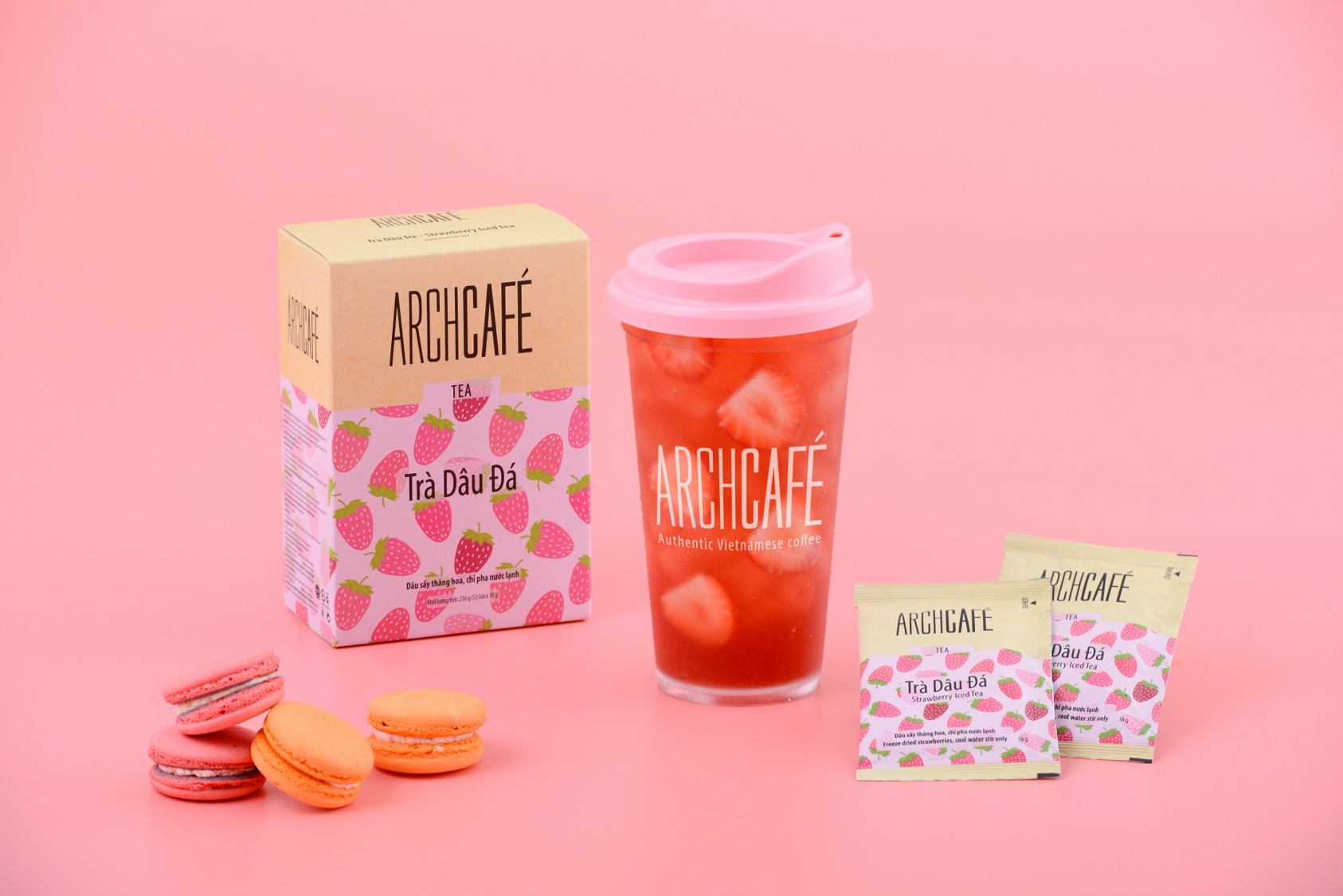Combo 3 Iced Strawberry Tea- Archcafé Instant Fruit Tea (Box 12 pack x 18g)